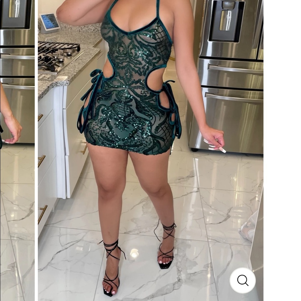 Emerald green sequin dress
